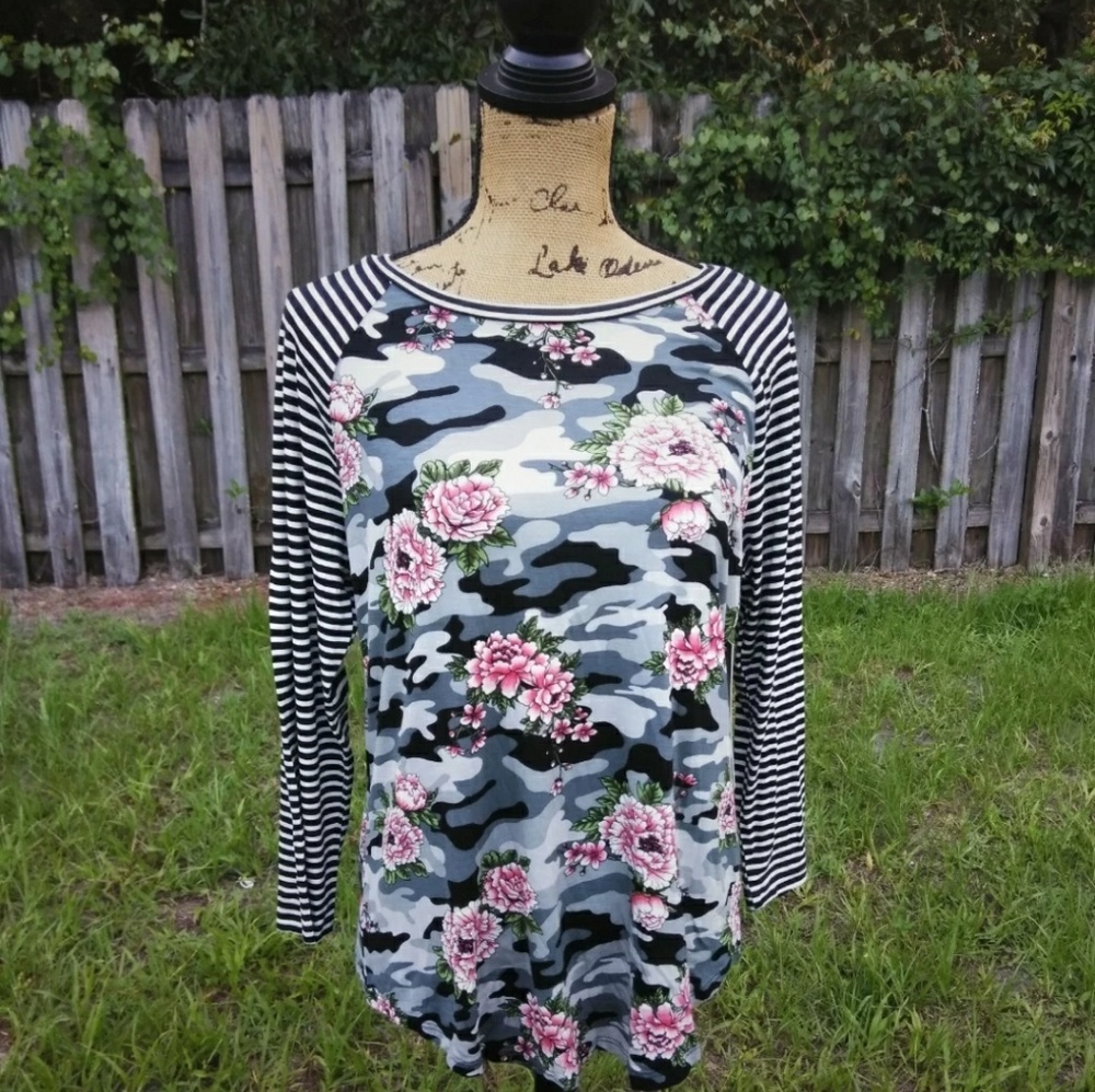 Absolutely Famous Floral and Stripped Shirt